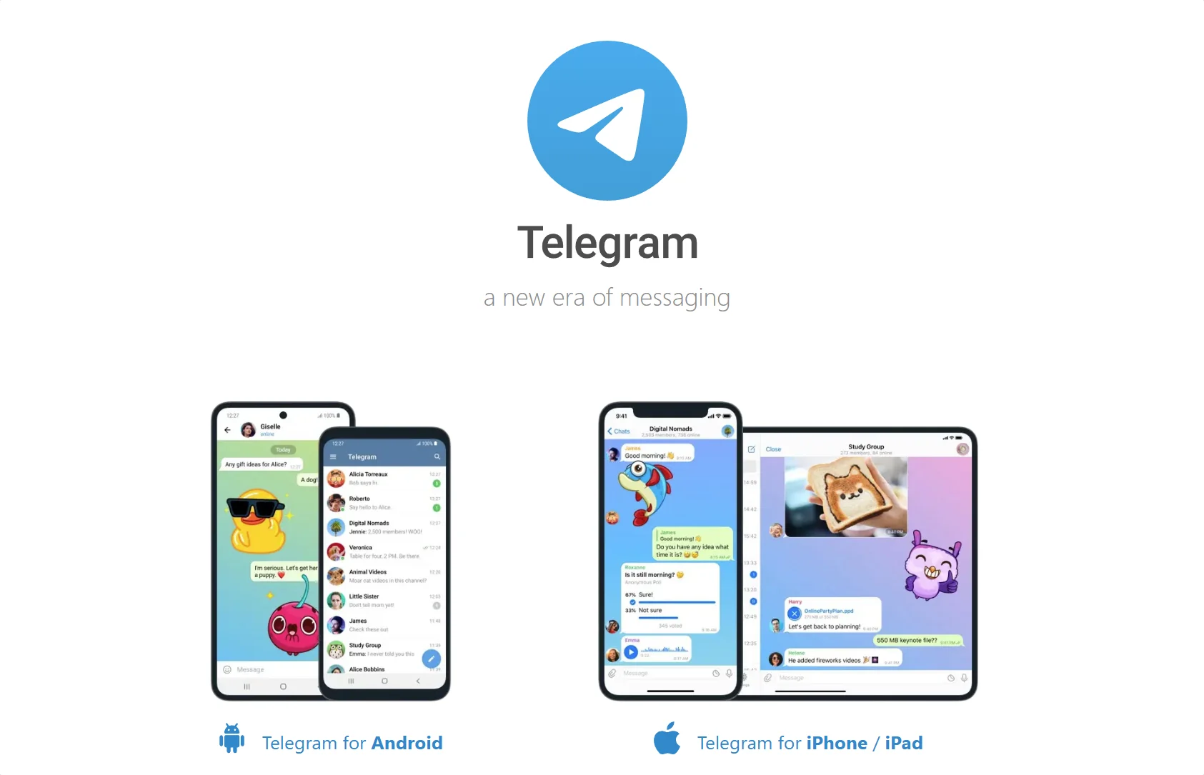 Telegram messager(电报,纸飞机):一款基于云端的移动和桌面即时通讯应用,注重安全性和速度