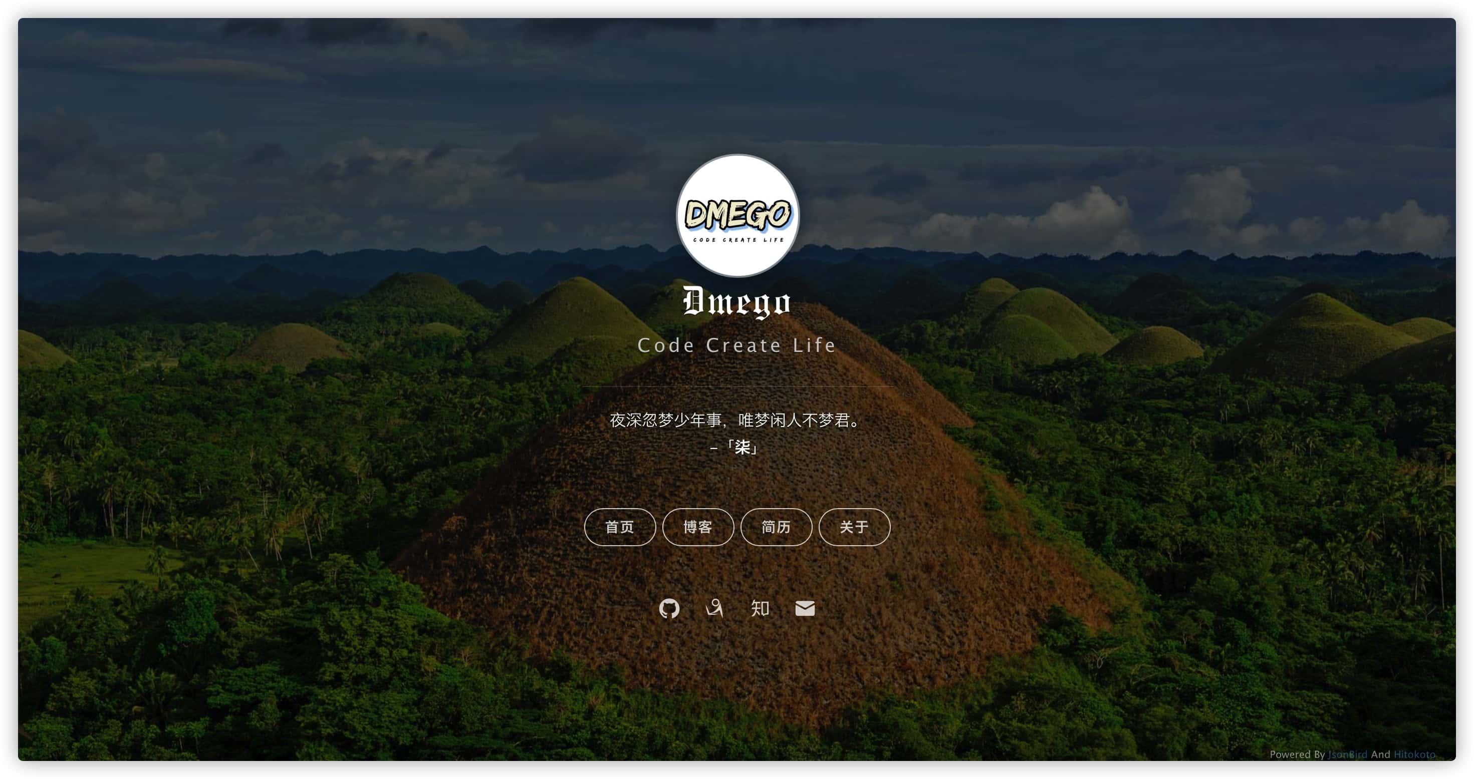 Dmego 个人主页模板源码,背景调用必应壁纸