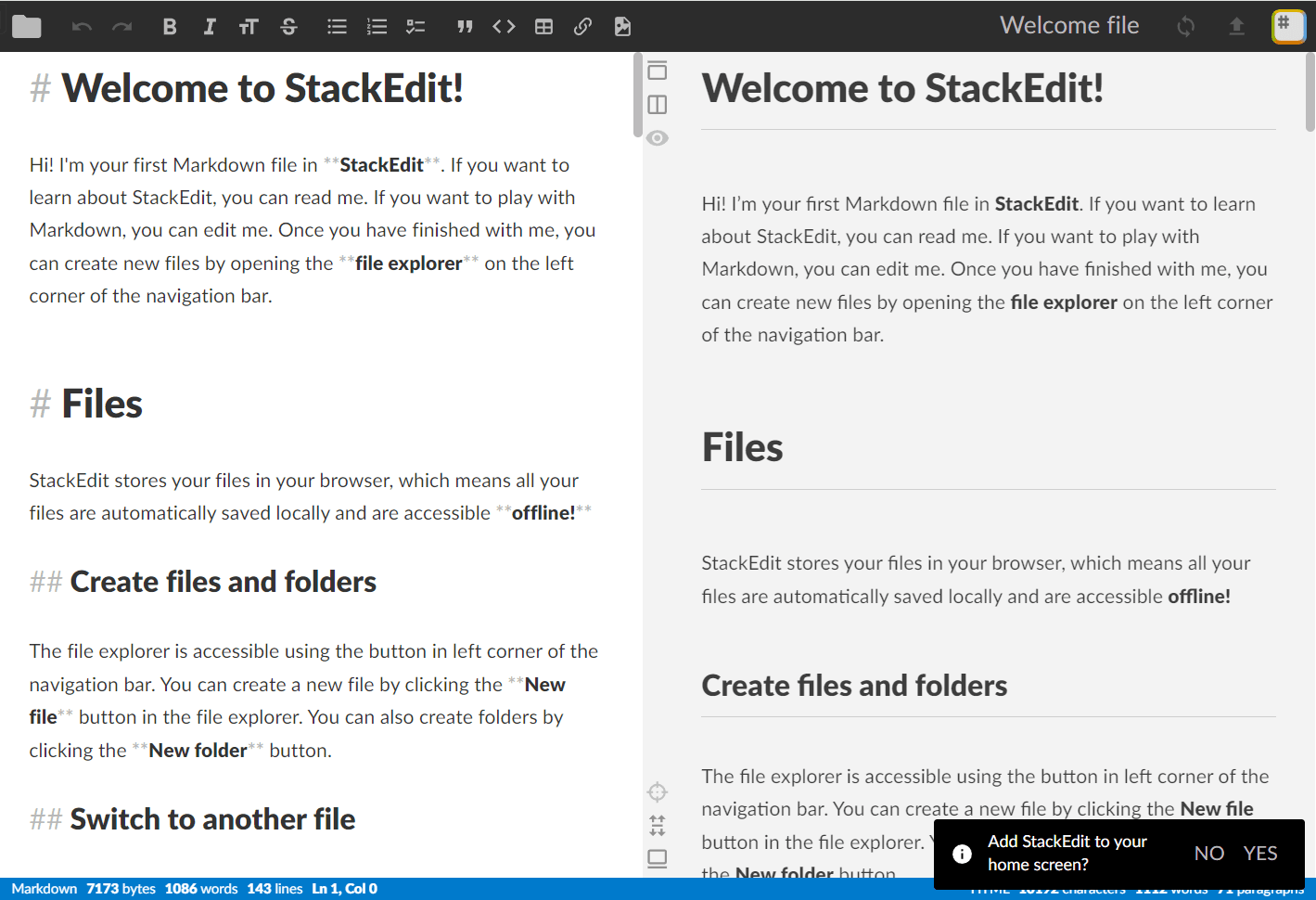 StackEdit：在线 Markdown 编辑器