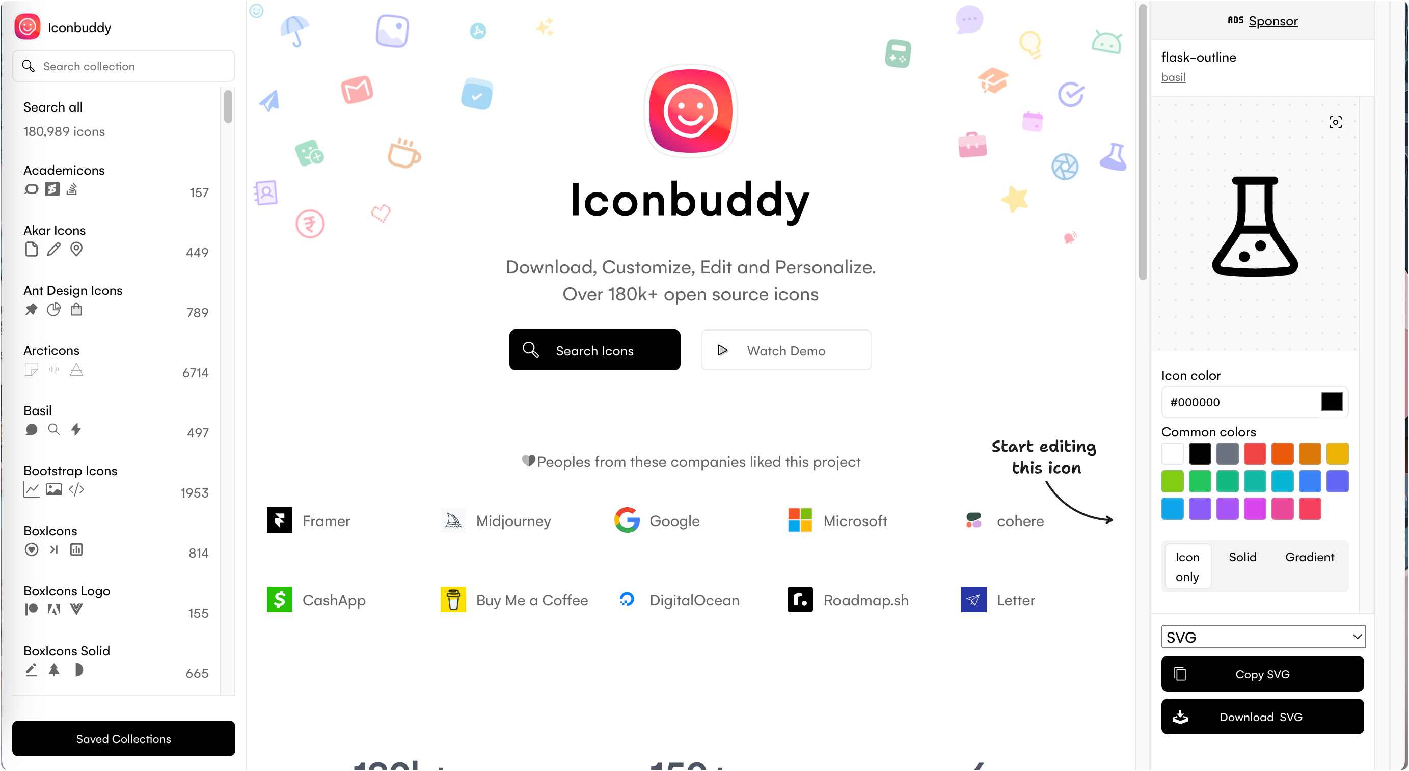 Iconbuddy:数量庞大的在线图标库