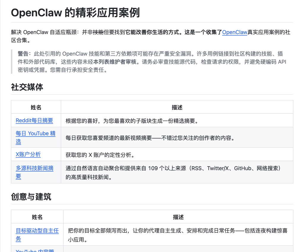 awesome openclaw usecases：Openclaw案例合集，收集了 OpenClaw 真实应用案例