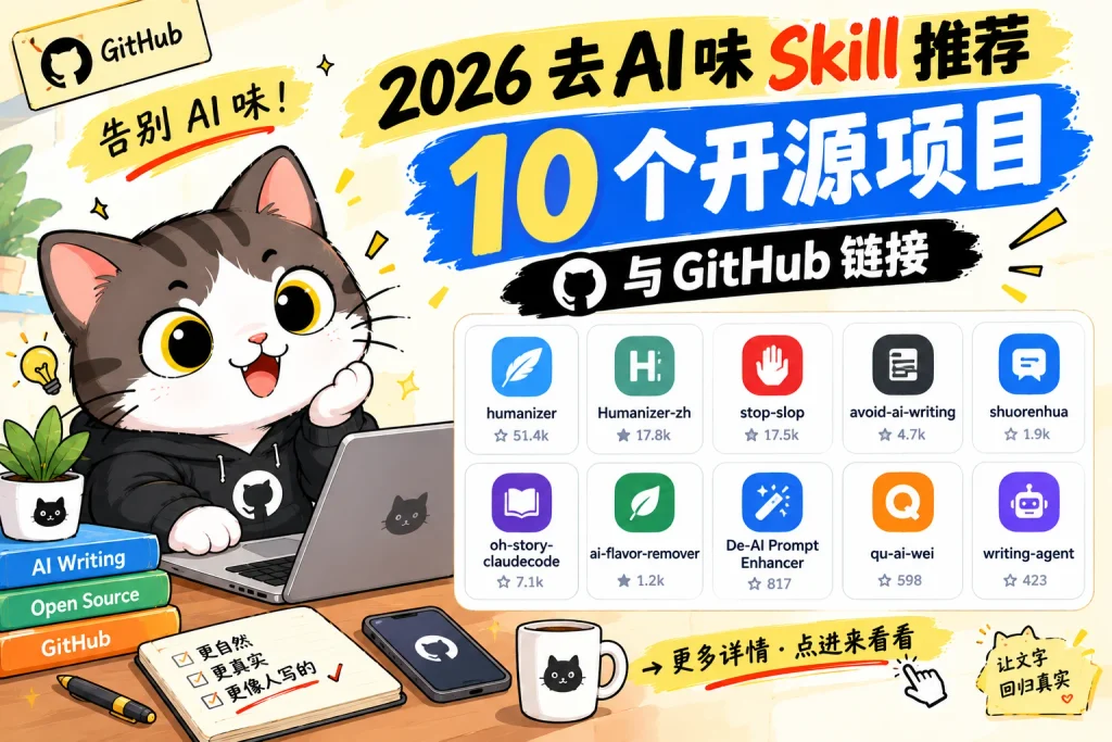 2026 年去 AI 味 Skill 推荐合集：10 个开源项目与 GitHub 链接